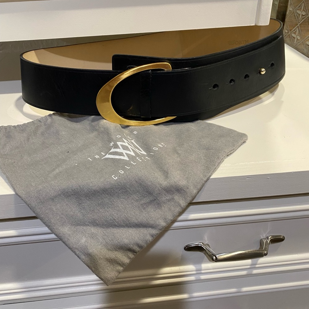 Worth Black Leather Belt medium